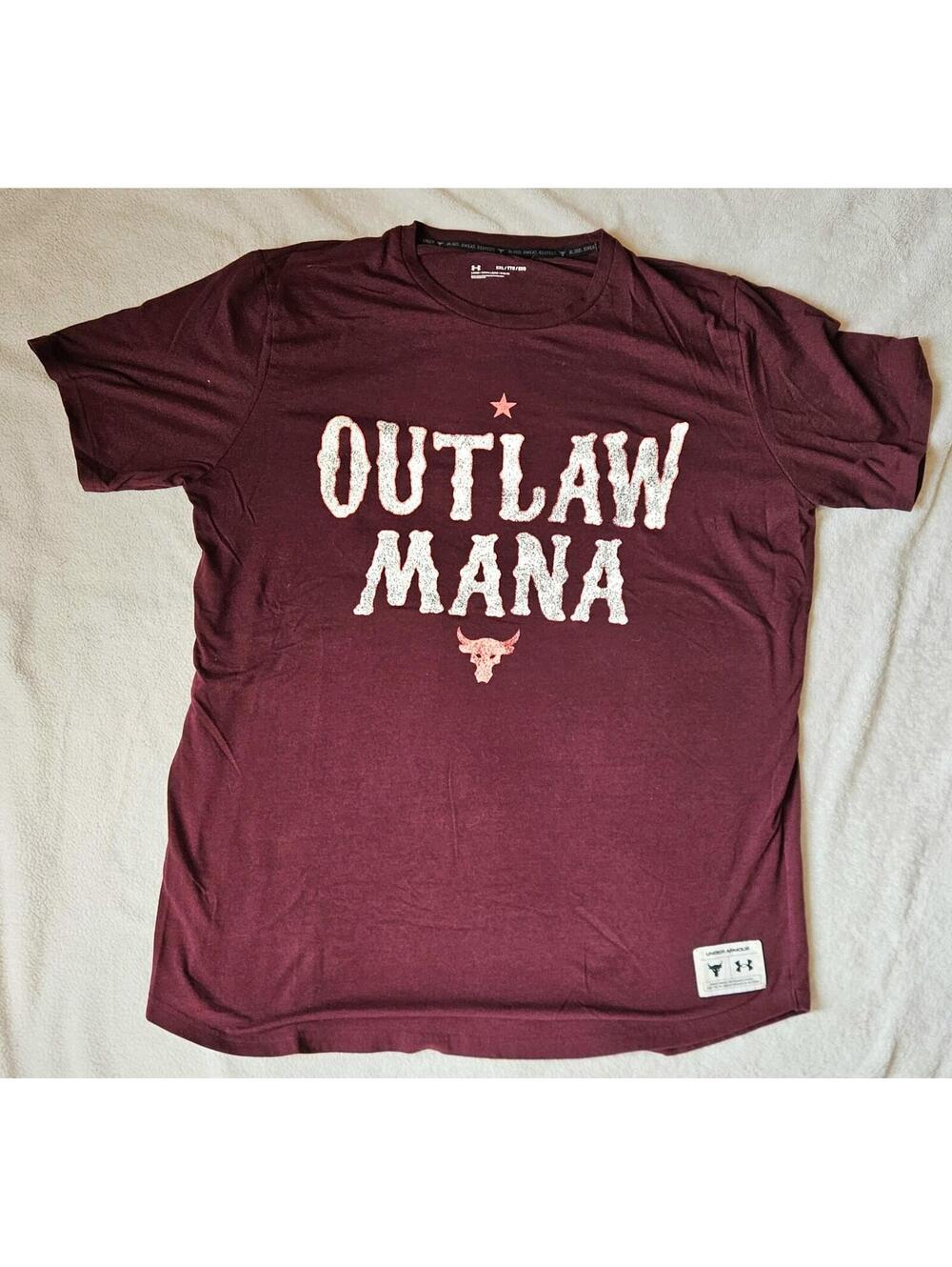 Mens Under Armour Project Rock OUTLAW MANA Under T Shirt 2XL Drop Hem Gym